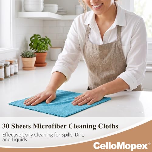 30 Pack Microfiber Cleaning Cloths, Dish Towels for Kitchen, Car, Bathroom - color: Blue