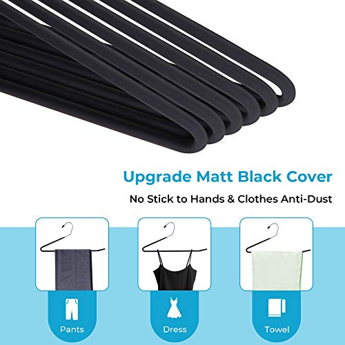 JS HANGER Non Slip Pants Hangers 20 Pack Open Ended Easy Slid Slacks Hangers, Durable Anti-Rust Space Saving Metal Jeans Hanger, Chrome and Black Friction - style: 20pack