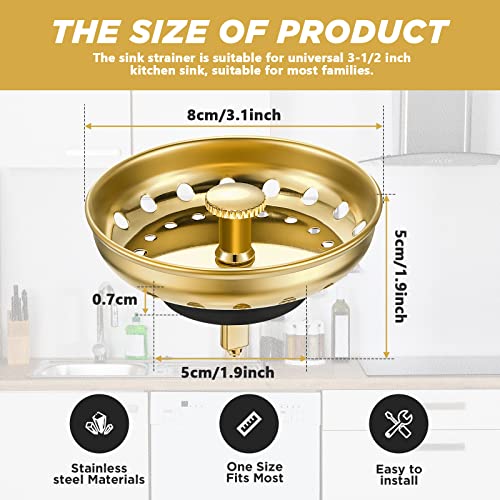 Retisee 2 Pcs Kitchen Sink Strainer Stopper Drain Plug, Gold - color: Gold