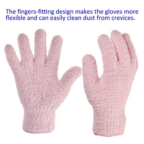 M METERXITY Dust Removal Gloves - Household Cleaning Mitts Soft & Durable, Apply to Kitchen/Garden/Room - color: Pink