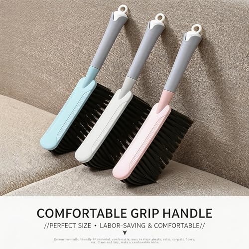 Bristle Brush - 15-inch Soft Bristle Cleaning Brush Handheld Broom for Dusting Beds, Sofas, Cars, Clothes and Furniture (White) - color: White