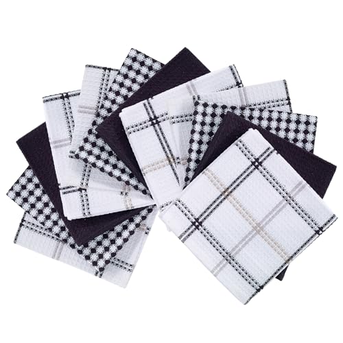 T-Fal Premium Waffle Dish Cloths: Highly Absorbent, Super Soft Long Lasting - 100% Cotton, 12"x13" Towel for Cleaning & Drying, (12-Pack), Neutral - color: Neutral, size: 12-Pack