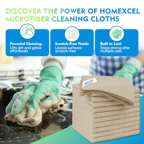 HOMEXCEL Brown Microfiber Cleaning Cloth 6 Pack 12.5 x 12.5 inch Microfiber Towels for Cars Ultra Absorbent Car Washing Cloth Lint Free Streak Free Cleaning Rags for Car, Kitchen Window - color: Brown, size: 12.5 x 12.5 Inch