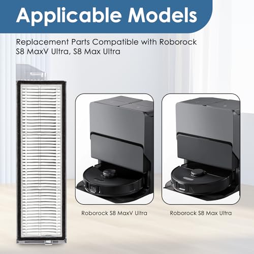 (5 Pack) S8 MaxV Ultra Replacement HEPA Filters Compatible With Roborock S8 MaxV Ultra/ S8 Max Ultra Robotic Vacuum Cleaner, Accessories Kit Filters, S8 MaxV Ultra filter 5 Pieces - color: S8 MaxV Ultra HEPA Filter(5 Pieces)