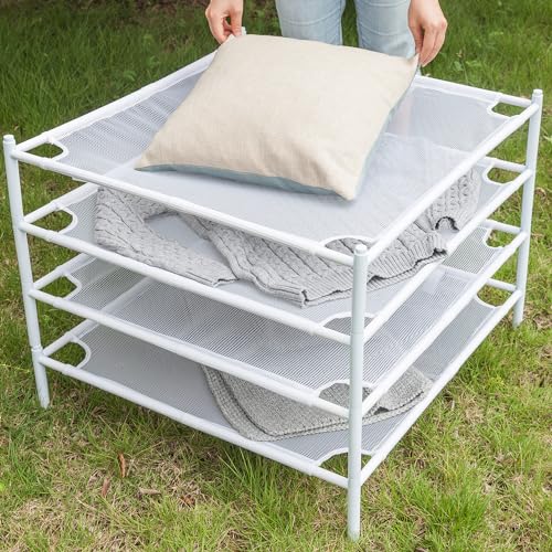 Sweater Drying Rack, 4-Pack Stackable Flat Mesh Clothes Drying Rack - size: 4-Pack