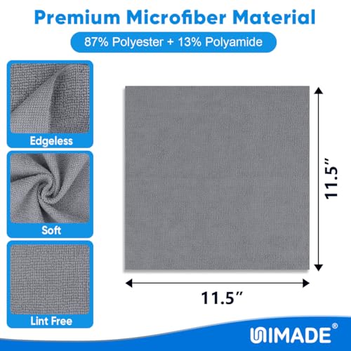 UNIMADE Microfiber Cleaning Cloth, 10 Pack Reusable Microfiber Towels - color: Grey, size: 10PK