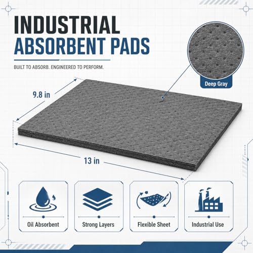 Hoolerry 30 Pcs Oil Absorbent Pad for Spill, 9.8 x 13 Inch, Gray - color: Gray, size: 9.8 x 13 Inch