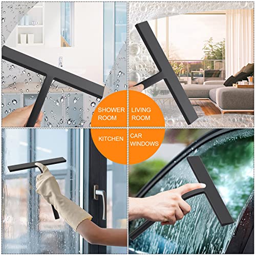 Silicone Shower Squeegee, Black, 11inch - size: 11 inch(2 hooks)