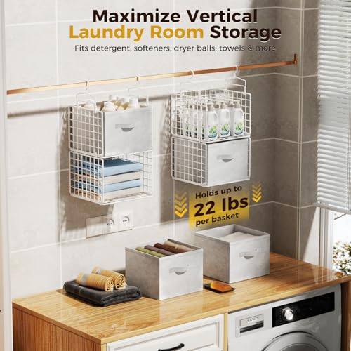 4 Tier Hanging Closet Organizer with 4 Drawers, White