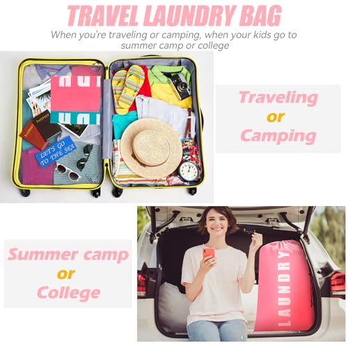 Isink Laundry Bag,2 Pack Travel Laundry Bags for Dirty Clothes,Large Laundry Bags for Camping & Traveling,Dirty Clothes Travel Bag,24" x 36" (Cyan + Pink) - color: Laundry Bags (Cyan + Pink)