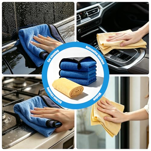 Car Cleaning Kit – MicrofiberTowels & Chamois Cloth for Drying - color: 4 Pack