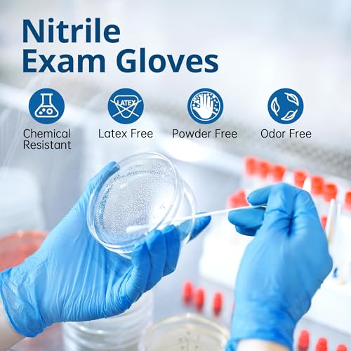 SwiftGrip Disposable Nitrile Exam Gloves, Blue, Latex Free, Medical Gloves for Cleaning, Food-Safe, Powder Free, Non-Sterile - size: Small