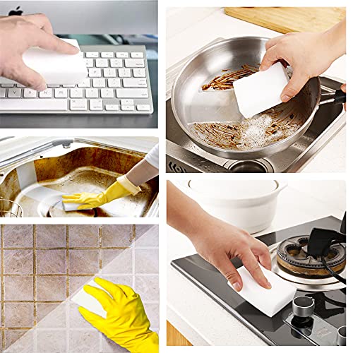 100 Pack Magic Sponges Eraser for Cleaning, Premium Reusable Melamine Sponge Scrubber Foam Cleaning Pads for Kitchen Dishes, Bathtub, Baseboard, Shoes Cleaner, Not Easily Rip