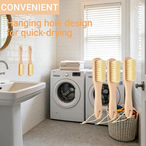 6 Pack Wood Laundry Brush Soft Bristle Shoe Stain Remover Brushes