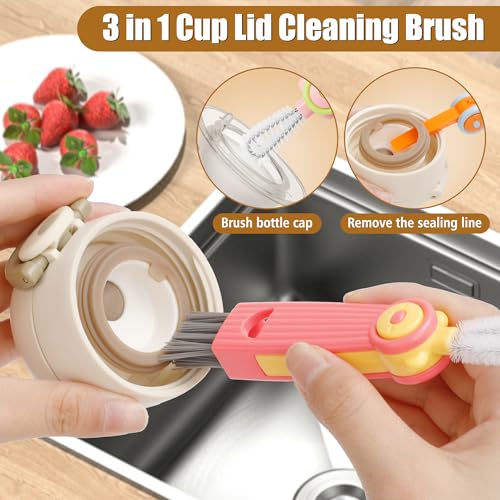 3 in 1 Cup Lid Gap Cleaning Brush Set, Multifunctional Bottle Cleaning Brush, Portable Water Bottle Cleaner Brush, Home Kitchen Cleaning Tools for Thorough Cleaning of Bottles, Cups, and Tight Spaces - color: Green