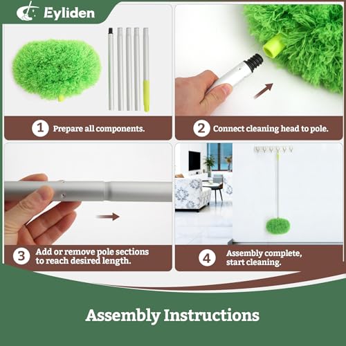 Eyliden 68" Adjustable Ceiling Fan Duster - 360° Dual-Sided Microfiber