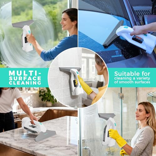 HAUSHOF Electric Window Vacuum Squeegee 11", 2000Pa Cordless Cleaner Set
