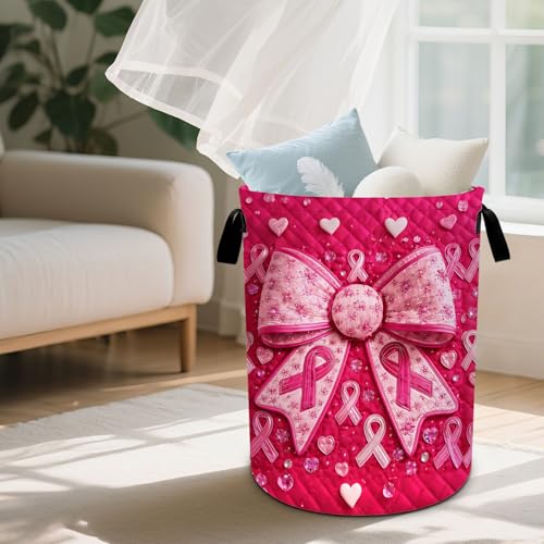 Pink Laundry Basket Waterproof Laundry Hamper Foldable Laundry Bag with Handles for Bedroom, Bathroom, Office, Clothes Storage - color: Pink
