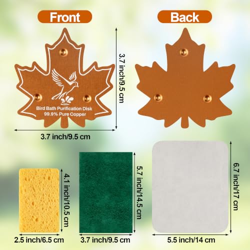 Leaf Bird Bath Copper Disk & Clean Set, 5Pcs BirdBath Accessories