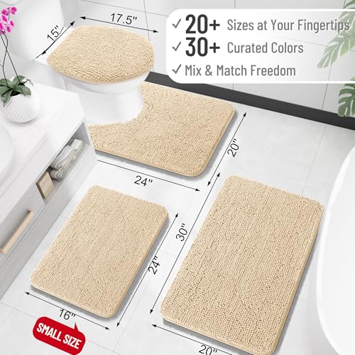 OLANLY Toilet Rugs U-Shaped 20x20, Soft Absorbent Chenille Contour Rugs - color: Beige, size: 20" X 20" Contour Rug