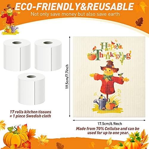 Chengu 6 Pcs Fall Kitchen Dishcloths Autumn Pumpkin Dish Towels for Kitchen
