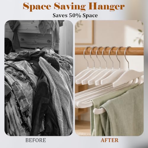 Velvet Hangers Non Slip,40 Pack Space Saving Pants Hangers,Thin Space Saving Clothes Hanger for Closet, Durable Heavy Duty Hanger with 360 Swivel Hook for Pants Towel Jeans(White) - color: White, size: 40 Pack