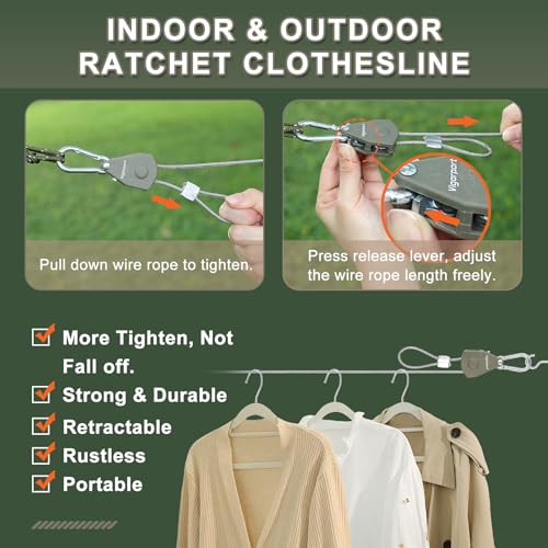 Vigorport Outdoor Retractable Clothesline, Portable Travel Clothes Line - size: 19Ft
