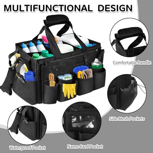 Boczif Cleaning Caddy Bag Wearable,Cleaning Caddy Supplies Organizer(Black) - color: Black