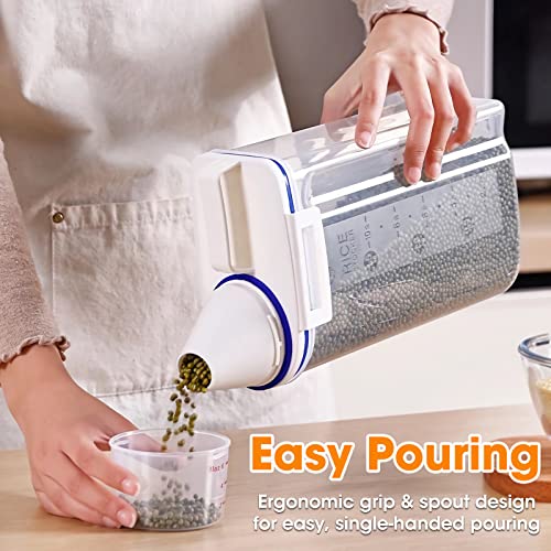 TBMax Rice Cereal Container Oatmeal Dispenser - 2 Pack Rice Storage Container with Measuring Cup + Easy Pouring Spout, Perfect for Flour Sugar Grain Nuts Kitchen Pantry Storage Organization - color: Clear