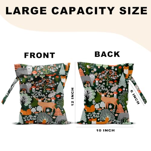 2Pcs Forest Animal Wet Bag, Squirrel Fox Wolf Waterproof Travel Laundry Bag - color: Animal 1422