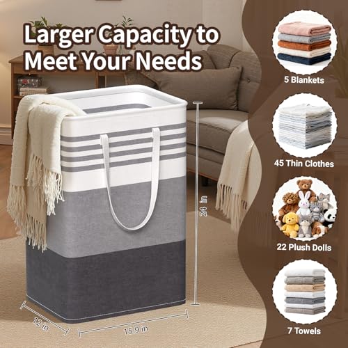 WOWBOX 2 Pack Laundry Baskets, Collapsible Dirty Clothes Laundry Hampers - color: Grey, size: 75L