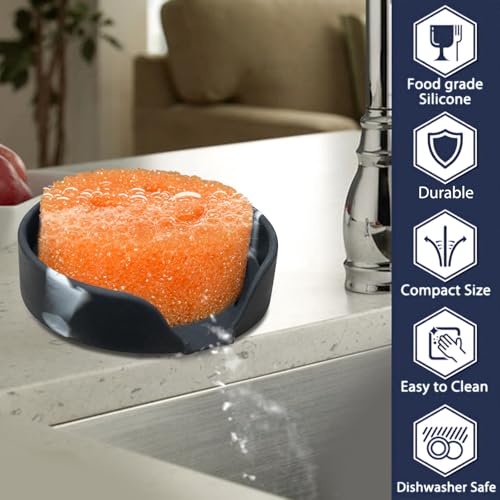Sponge Holder for Scrub Daddy with Suction Cups and Drain Spout Kitchen Sink Caddy Organizer, Soap Dishes Holder Accessories Rack, Dishwasher Safe - 4.7"x4.7", Marble - color: Marble