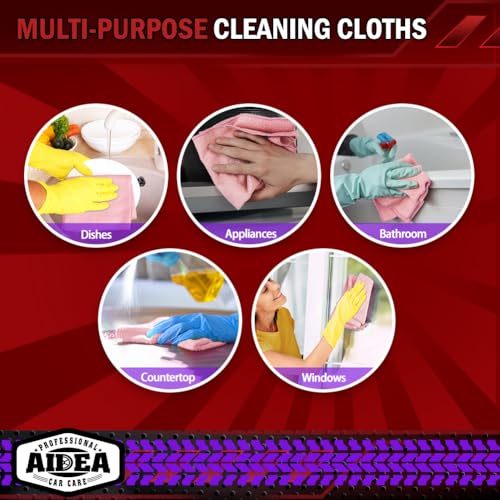 AIDEA Microfiber Cleaning Cloth Pink 10PK, Microfiber Towels 12×12" - color: Pink, size: 10PK