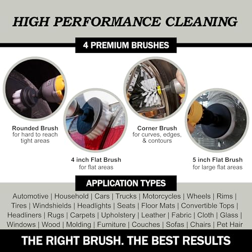 White Soft Interior Car Detailing Drill Brush Set - Nylon Auto Scrubber - color: White