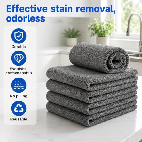 5 Pcs Magic Cleaning Cloths, Microfiber Cleaning Cloths, Thickened Streak-Free Microfiber Towels Cleaning Cloth for Glass, Window, Kitchen, Stainless Steel, Cars, Reusable (20x30cm)