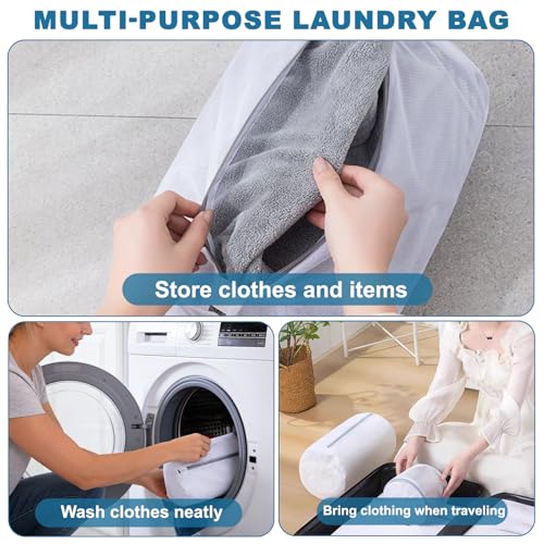 1PCS Mesh Laundry Bags, Protective Washing Bags with Zipper, Delicates Anti Tangle Anti Pilling Travel Storage, White, 7.81×2.48 in - size: 7.81×12.48 in