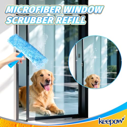 KEEPOW 10" Microfiber Window Scrubber Refill Compatible with MR.SIGA 2 Pack - color: 2 Pack