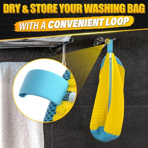 2 Pcs Reusable Shoe Washing Machine Bag, XXL with Zipper, Yellow - color: Yellow