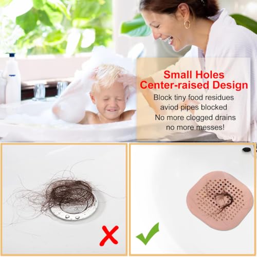 Bovinde Hair Drain Catcher,Square Cover for Shower 2 Pack (Pink) - color: Pink