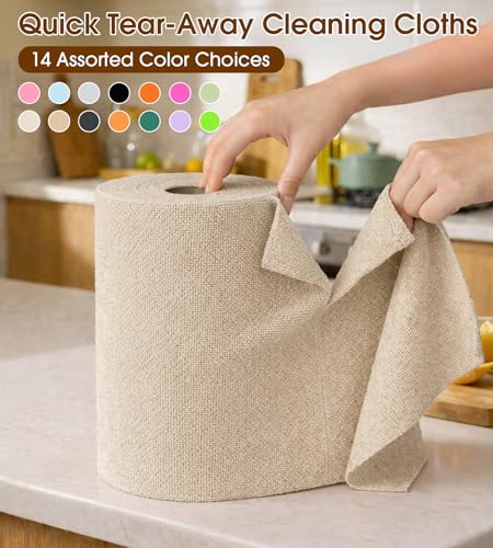 KitchLife Microfiber Cleaning Cloth Roll, 200 Pack - Tear-Away Microfiber Paper Towels, Lint-Free, Reusable, Washable for Kitchen, Car, Dishes, and Sensitive Surfaces (Sand Beige) - color: Sand Beige, size: 100 Pack x 2
