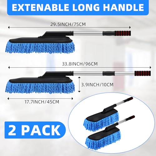 2 Pack Microfiber Car Duster Exterior Scratch Free, Blue - color: Blue