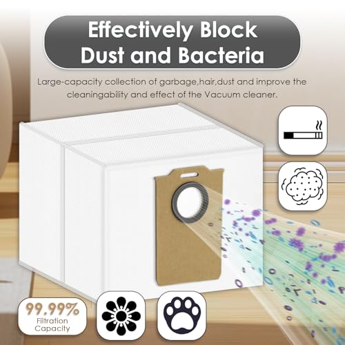 (10 Pack) MS1 MAX Replacement Dust Bags Compatible with MONSGA MS1 MAX Robot Vacuum Cleaner, Vacuum Bags, Canister Bag, Vacuum Replacement Dust Bags, Disposable Bags