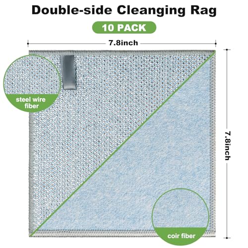 Jeymei 20pcs Non Scratch Wire Dishcloth,Dish Cloths for Washing Dishes,Blue - color: 20pcs Blue