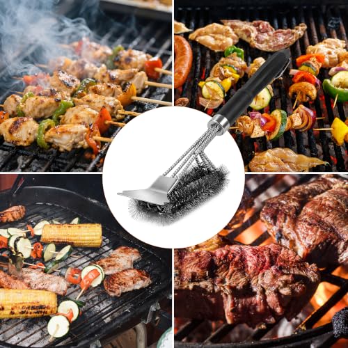 Grill Brush with Scraper, Safe Wire Bristles BBQ Cleaning Brush