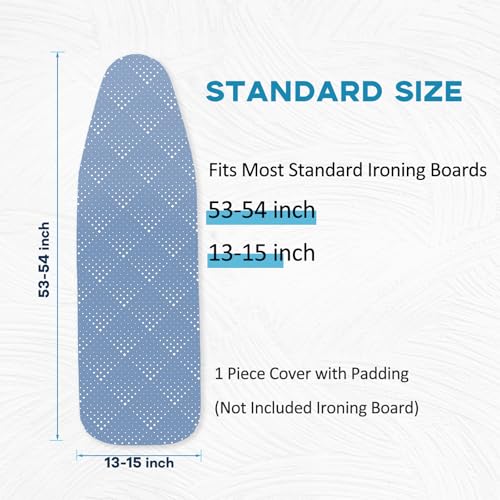 Ironing Board Cover with Padding 15x54, RAINHOL Blue Pattern Standard Size - color: Blue Pattern, size: 54"L x 15"W