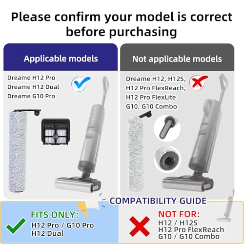 Replacement Parts for Dreame H12 Pro / H12 Dual / G10 Pro Wet Dry Vacuum - color: H12 Pro Accessories