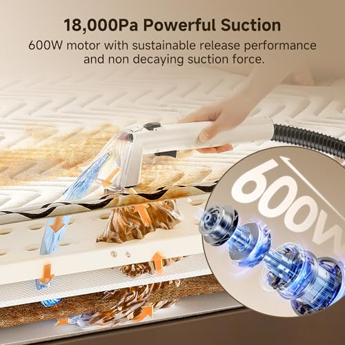 Uwant Portable Carpet and Upholstery for Deep Cleaner, 18Kpa Carpet Cleaner Machine for Cars, Pets with Cleaning Tool and Self Cleaning Set of 1 for Spot, Rug, Couch - color: White-Cappuccino