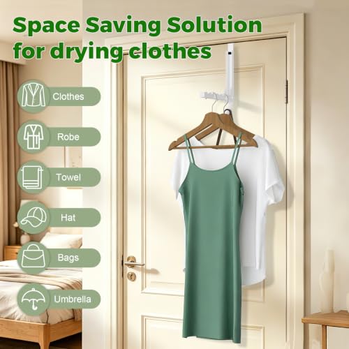 Over the Door Hooks Heavy Duty,2 Pack Metal Door Hangers with Scratch-Free Pads, Space Saving Dying Rack Organizer for Clothes, Towels, Coats, Ideal for Laundry,Bathroom, Closet, Apartment & Dorm - color: White-2(m2)