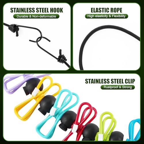 2 Pack Camping Clothesline Portable 12 Clothespins, Colorful - style: Colorful