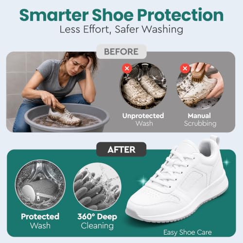 2 Pack Heavy Duty Shoe Washing Machine Bags, 440g Reusable Sneaker Laundry Bags with Auto-Lock Zipper for Sneakers, Slippers & Boots – New2026